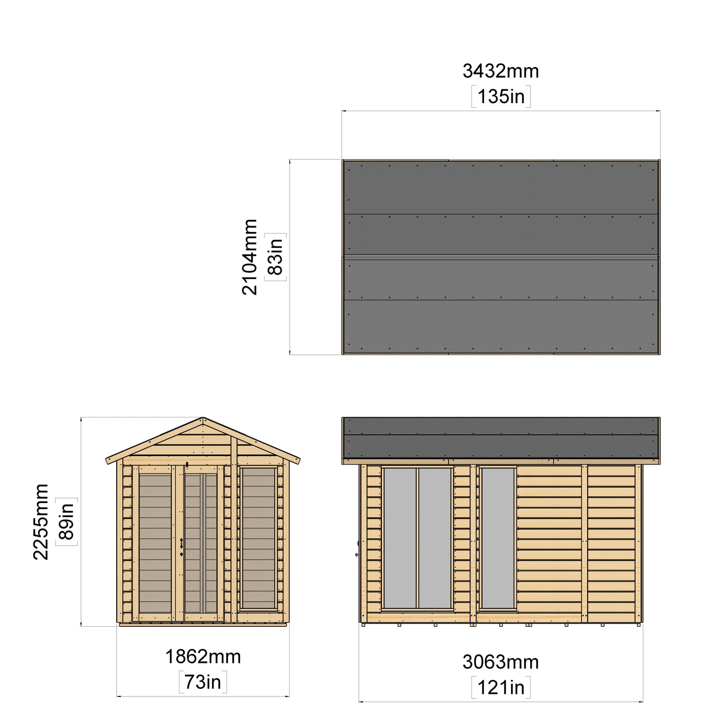 Calinza 10ft x 6ft Summerhouse Apex Roof