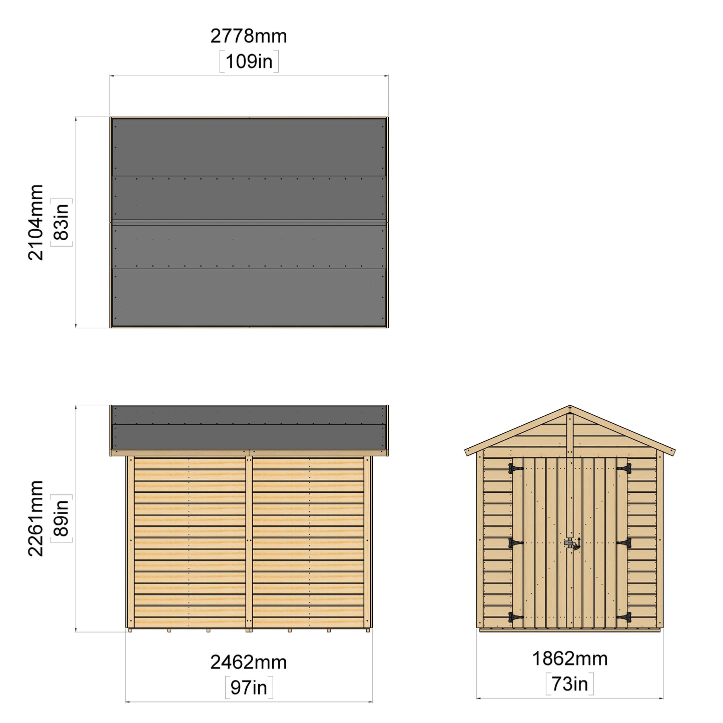 Calinza 8ft x 6ft Security Shed Apex Roof