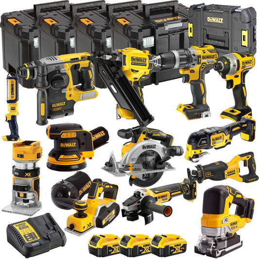 DCKT4T13B3 18V Brushless 13 Piece Kit With 3 x 5.0Ah Battery Charger & TStak Tool Storage