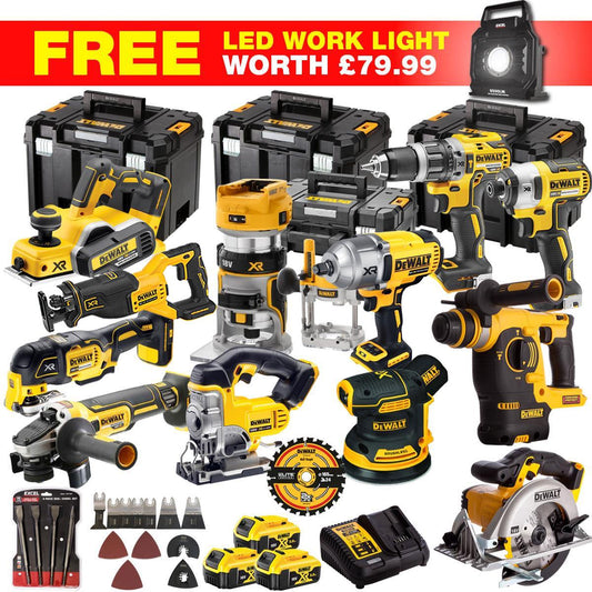 DCKT4T13WLF 18V XR 13 Piece Power Tool Kit with 3 x 5.0Ah Batteries, Accessories Set & Toughsystem Box