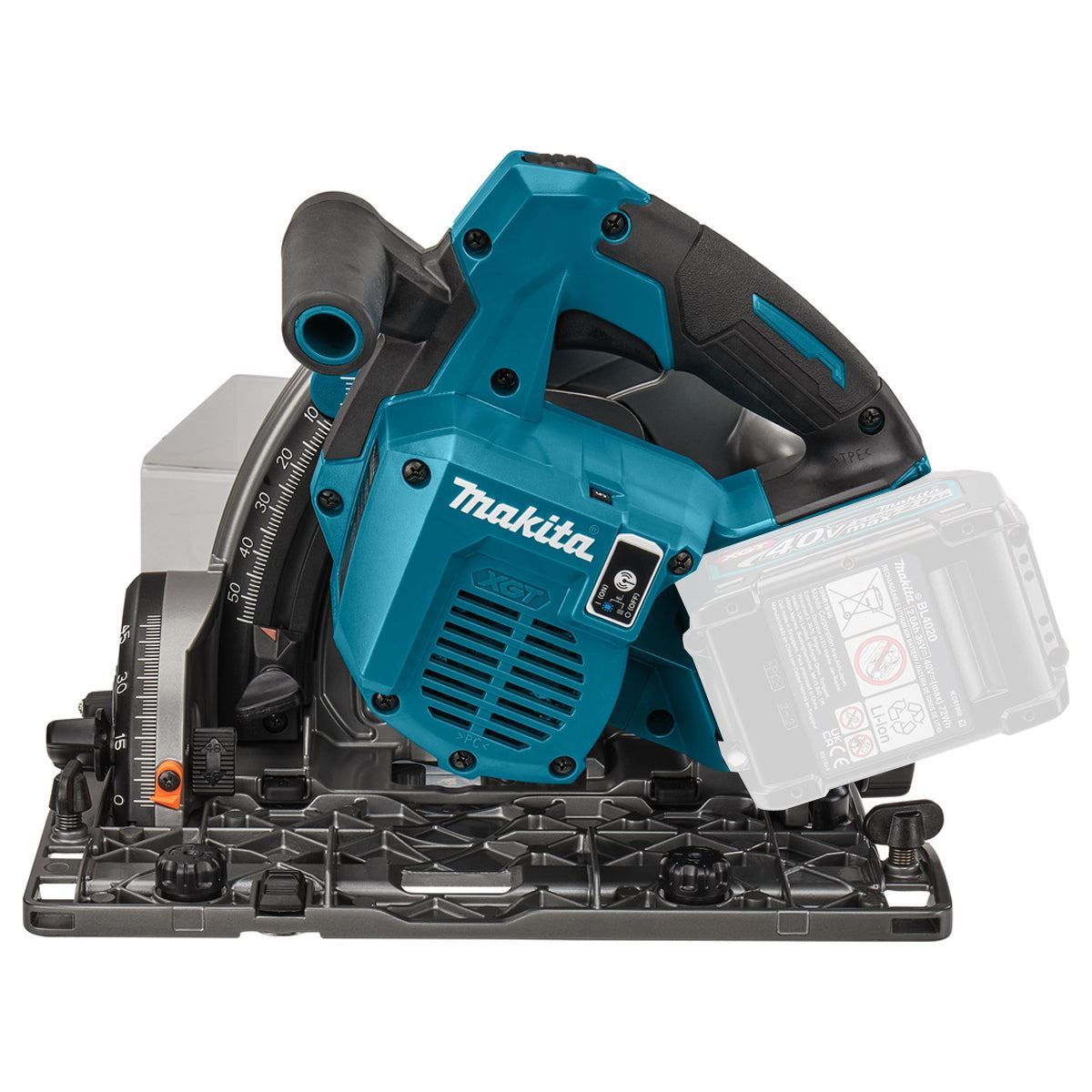 SP001GZ03KIT4 40V Brushless Plunge Saw with 2 x Guide Rail, Connector, Clamp Set & 1 x 4.0Ah Battery Charger