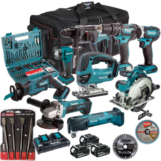 18V 9 Piece Combo Kit with 3 x 5.0Ah Battery Charger & Accessories Set T4TKIT-17213
