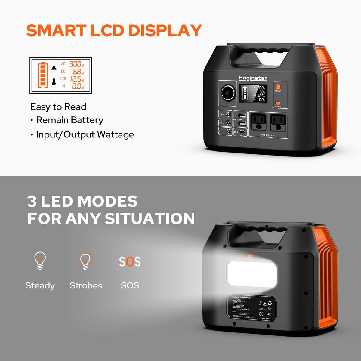 Portable Power Station 300W 296Wh Solar Generator