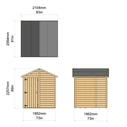 Calinza 6ft x 6ft Garden Shed Apex Roof No Windows