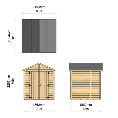 Calinza 6ft x 6ft Security Shed Apex Roof