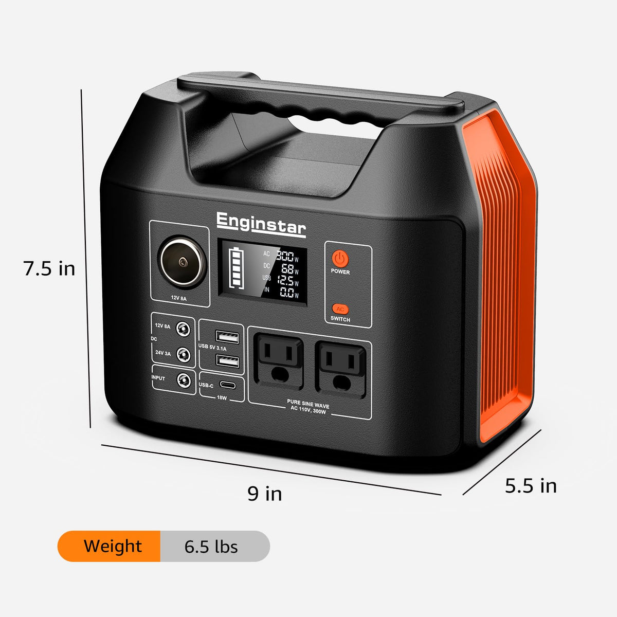 Portable Power Station 300W 296Wh Solar Generator