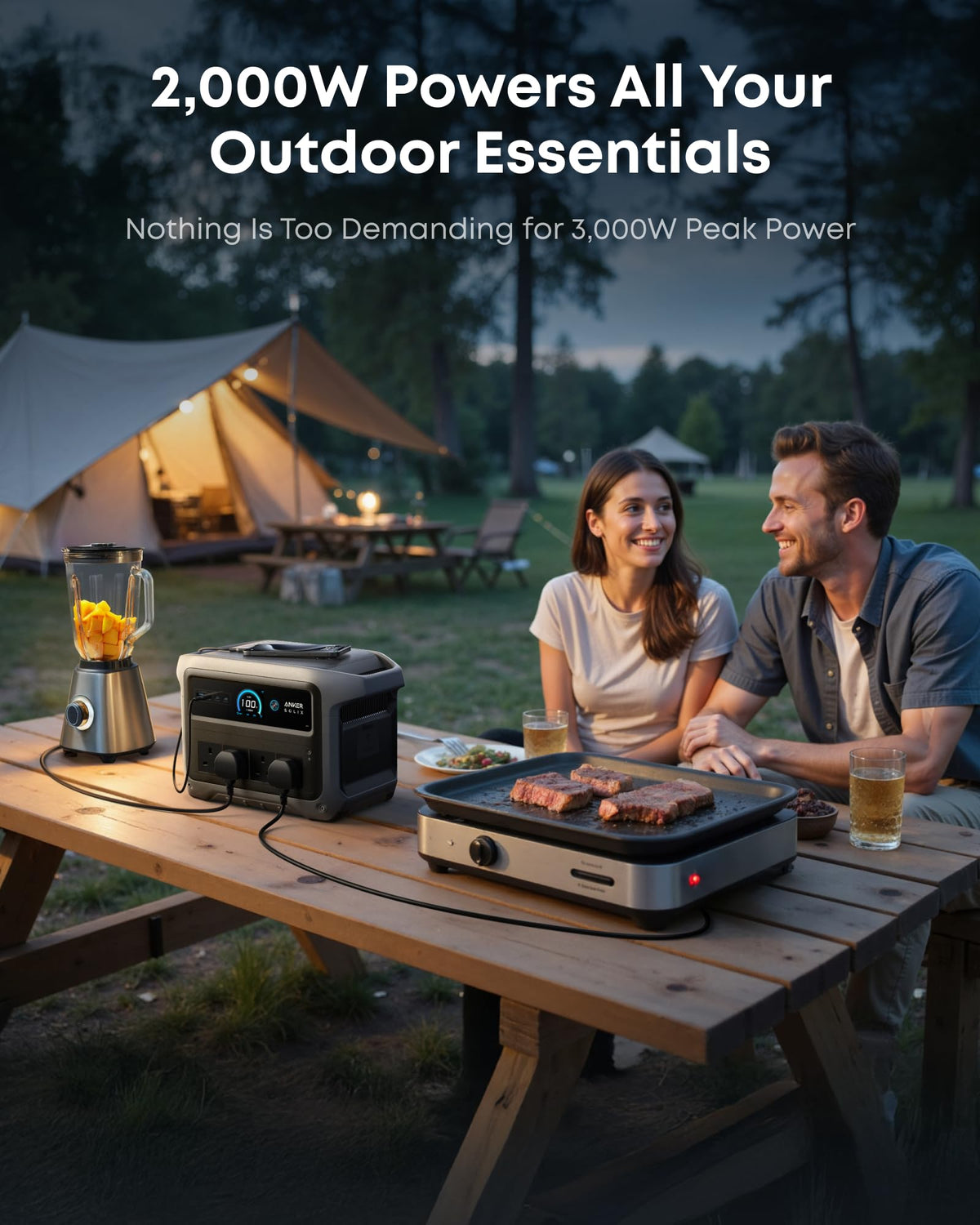 1024WH 2000W Portable Power Station - Solar Generator with UPS for Home Backup & Camping