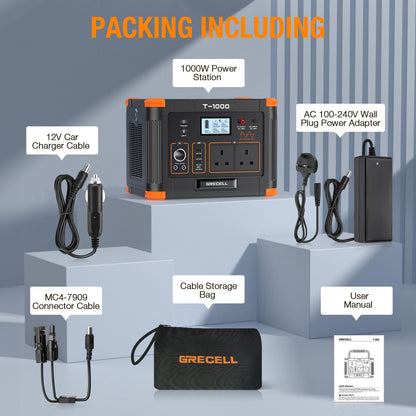 999WH 1000W Portable Power Station - Solar Generator for Home Backup & Camping