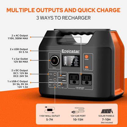Portable Power Station 300W 296Wh Solar Generator