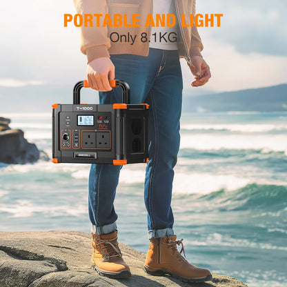 999WH 1000W Portable Power Station - Solar Generator for Home Backup & Camping