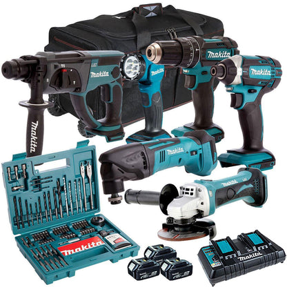 18V 6 Piece Kit with 3 x 5.0Ah Batteries Charger & 100 Accessory Set T4TKIT-7316