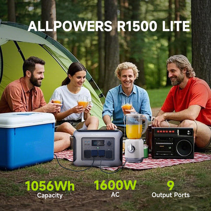 1056WH 1600W Portable Power Station - LiFePO4 Battery Solar Generator for Home Backup & Camping
