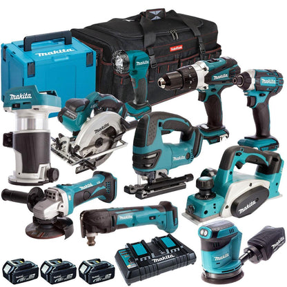18V 10 Piece Power Tool Kit with 3 x 5.0Ah Battery & Charger MAKDEAL 91M