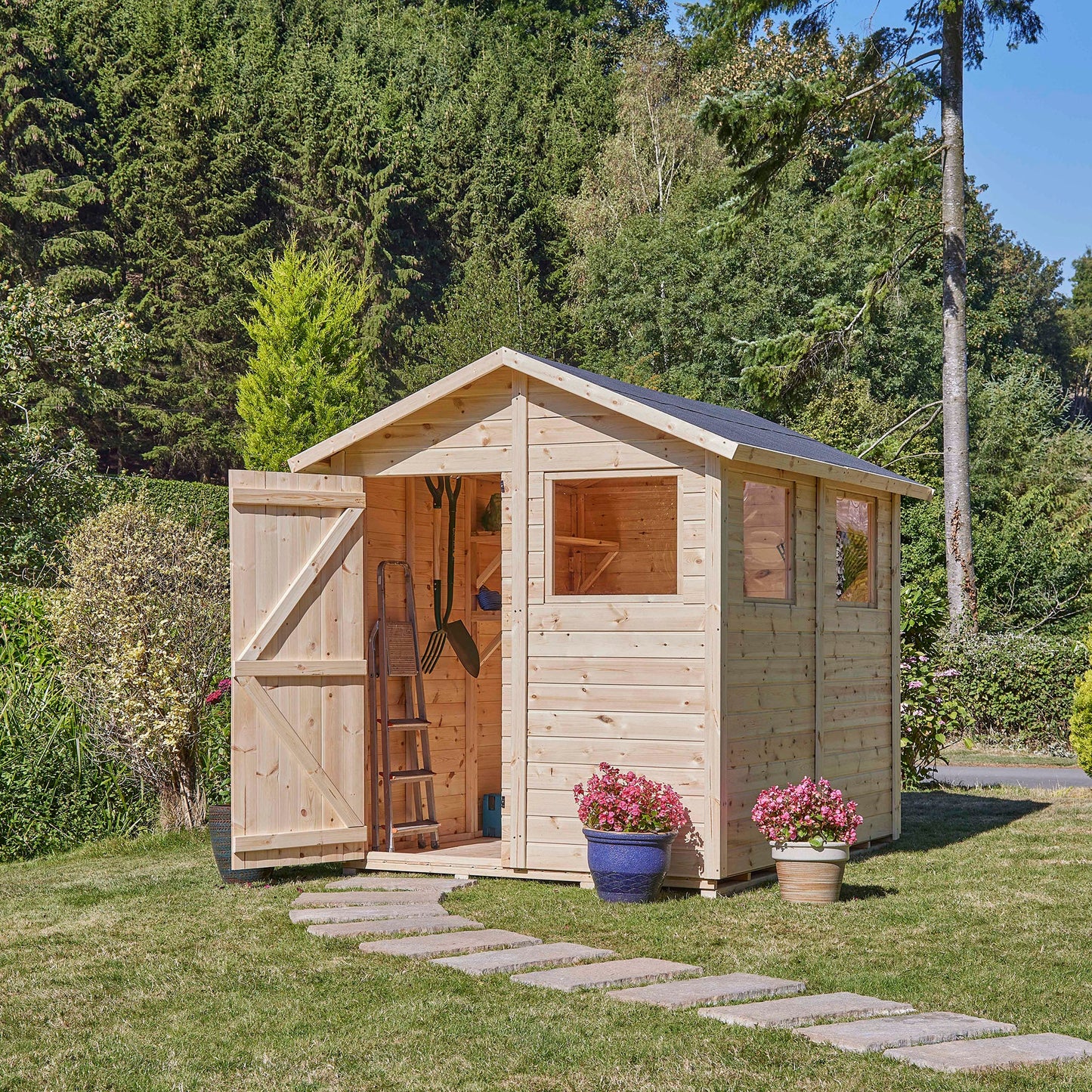 Calinza 8ft x 6ft Garden Shed Apex Roof With Windows