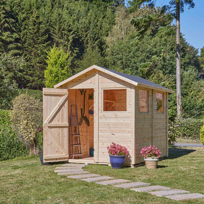 Calinza 8ft x 6ft Garden Shed Apex Roof With Windows