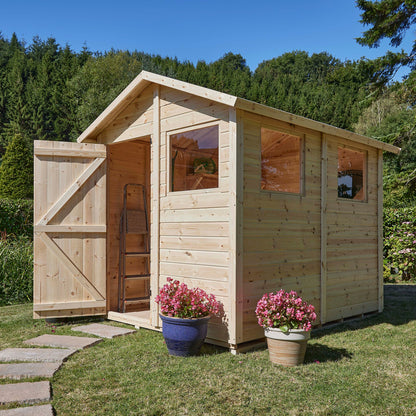 Calinza 8ft x 6ft Garden Shed Apex Roof With Windows