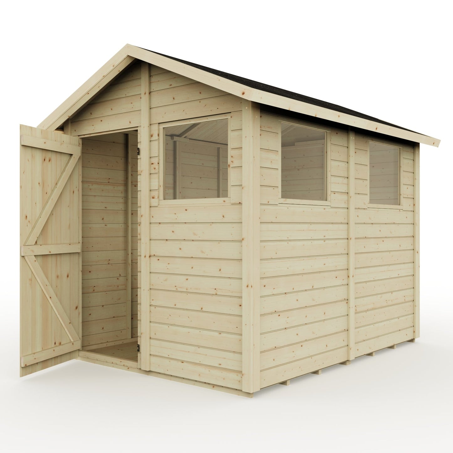 Calinza 8ft x 6ft Garden Shed Apex Roof With Windows