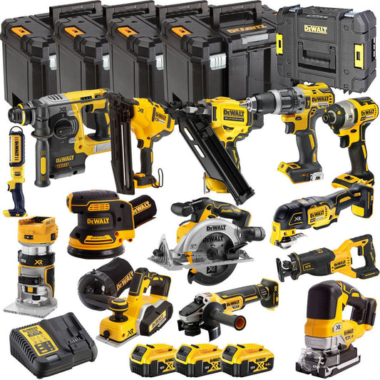 DCKT4T14B3 18V Brushless 14 Piece Kit With 3 x 5.0Ah Battery Charger & TStak Tool Storage