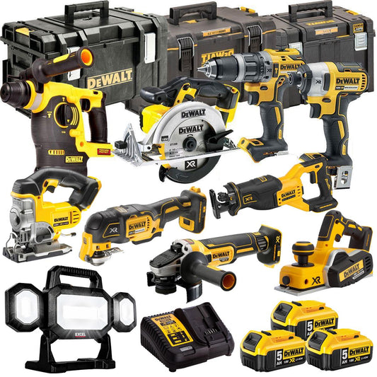 DCKT4T10P12 18V XR 10 Piece Power Tool Kit with 3 x 5.0Ah Batteries & Toughsystem Box