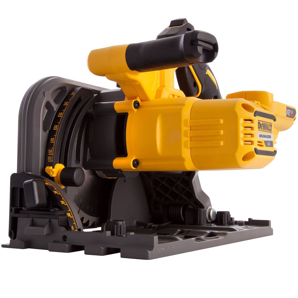 DCS520NT 54V XR Flexvolt Brushless 165mm Plunge Saw 2 x 1.5m Guide Rail Clamps with Blade & Case + Rail Bag