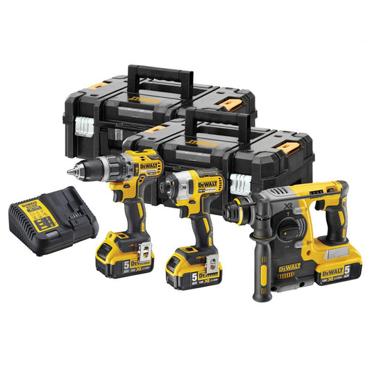 DCK368P3T 18V XR 3 Piece Brushless Kit with 3 x 5.0Ah Batteries In 2 x TSTAK II Toolboxes