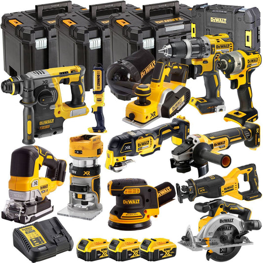 DCKT4T12B3 18V Brushless 12 Piece Kit With 3 x 5.0Ah Battery Charger & TStak Tool Storage