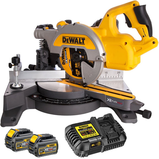 DCS777T2 54V Flexvolt Brushless 216mm Mitre Saw with 2 x 6.0Ah Batteries & Charger