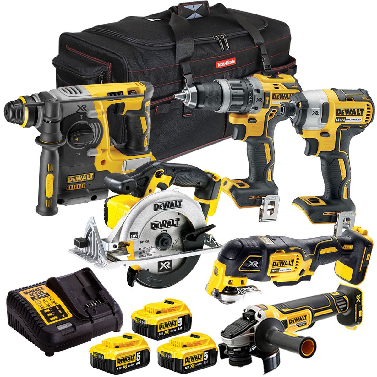 18V 6 Piece Power Tool Kit with 3 x 5.0Ah Battery & Charger T4TKIT-1133